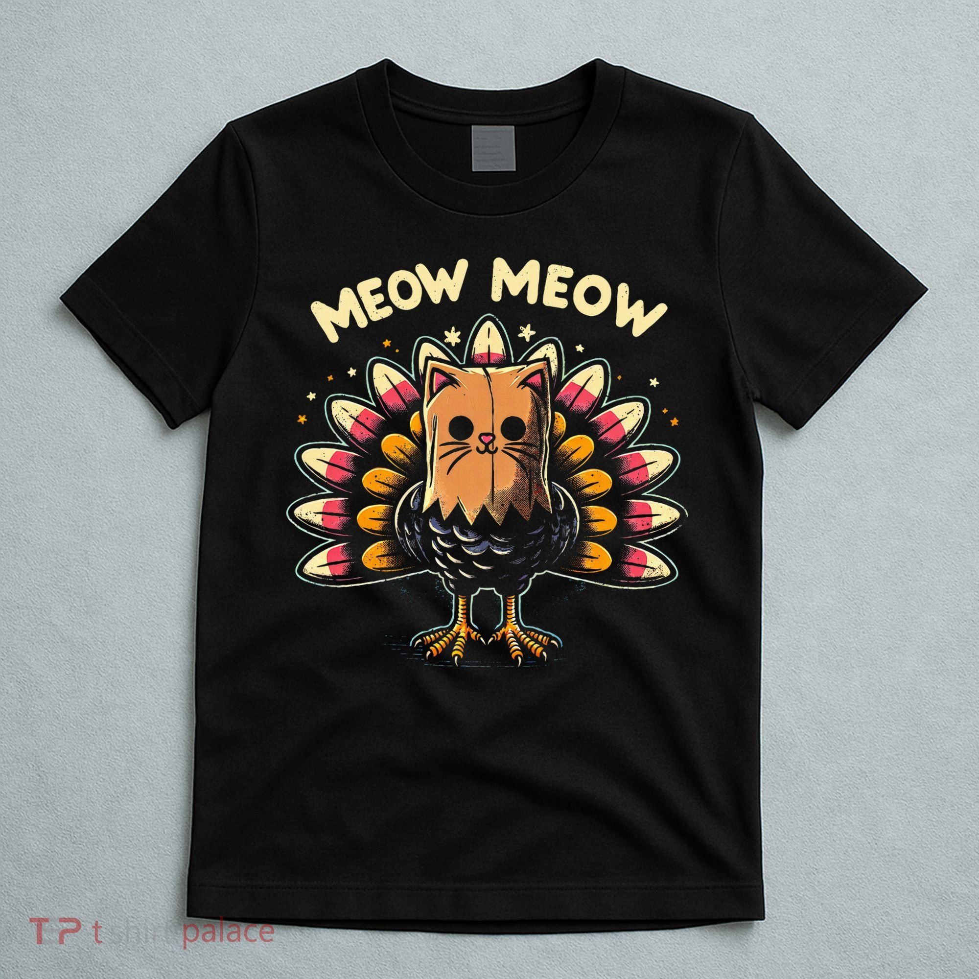 Thanksgiving For Women Meow Cat Turkey T-Shirt