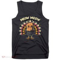Thanksgiving For Women Meow Cat Turkey Tank Top thumb 0