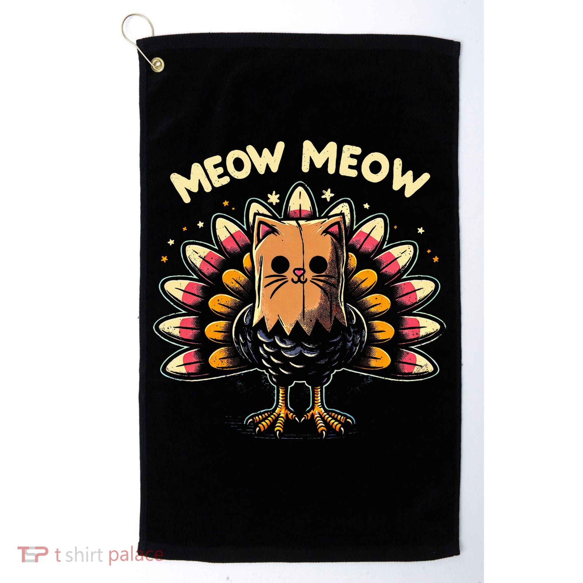 Thanksgiving For Women Meow Cat Turkey Golf Towel