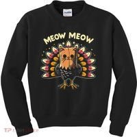 Thanksgiving For Women Meow Cat Turkey Kids Sweatshirt thumb 0
