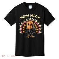Thanksgiving For Women Meow Cat Turkey Kids T-Shirt thumb 0