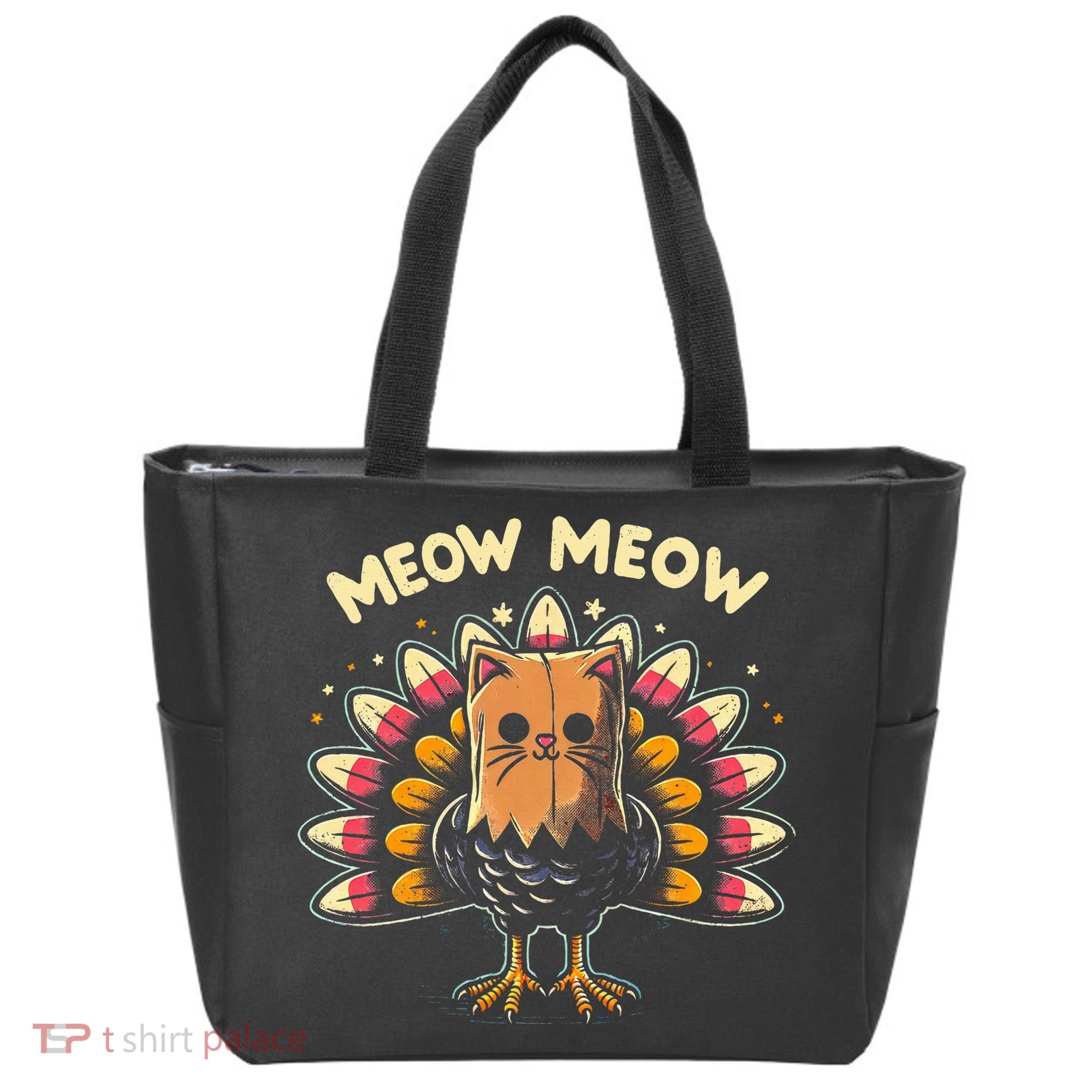 Thanksgiving For Women Meow Cat Turkey Tote Bag