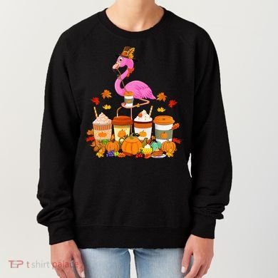 Thanksgiving Flamingo Wearing Hat Fall Coffee Cups Lover Women's Sweatshirt