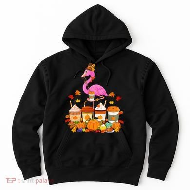 Thanksgiving Flamingo Wearing Hat Fall Coffee Cups Lover Hoodie