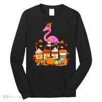 Thanksgiving Flamingo Wearing Hat Fall Coffee Cups Lover Long Sleeve Shirt thumb 0