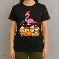 Thanksgiving Flamingo Wearing Hat Fall Coffee Cups Lover T-Shirt thumb 4