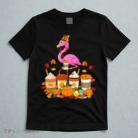 Thanksgiving Flamingo Wearing Hat Fall Coffee Cups Lover T-Shirt thumb 5