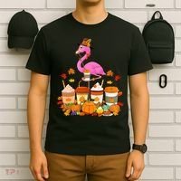 Thanksgiving Flamingo Wearing Hat Fall Coffee Cups Lover T-Shirt thumb 6