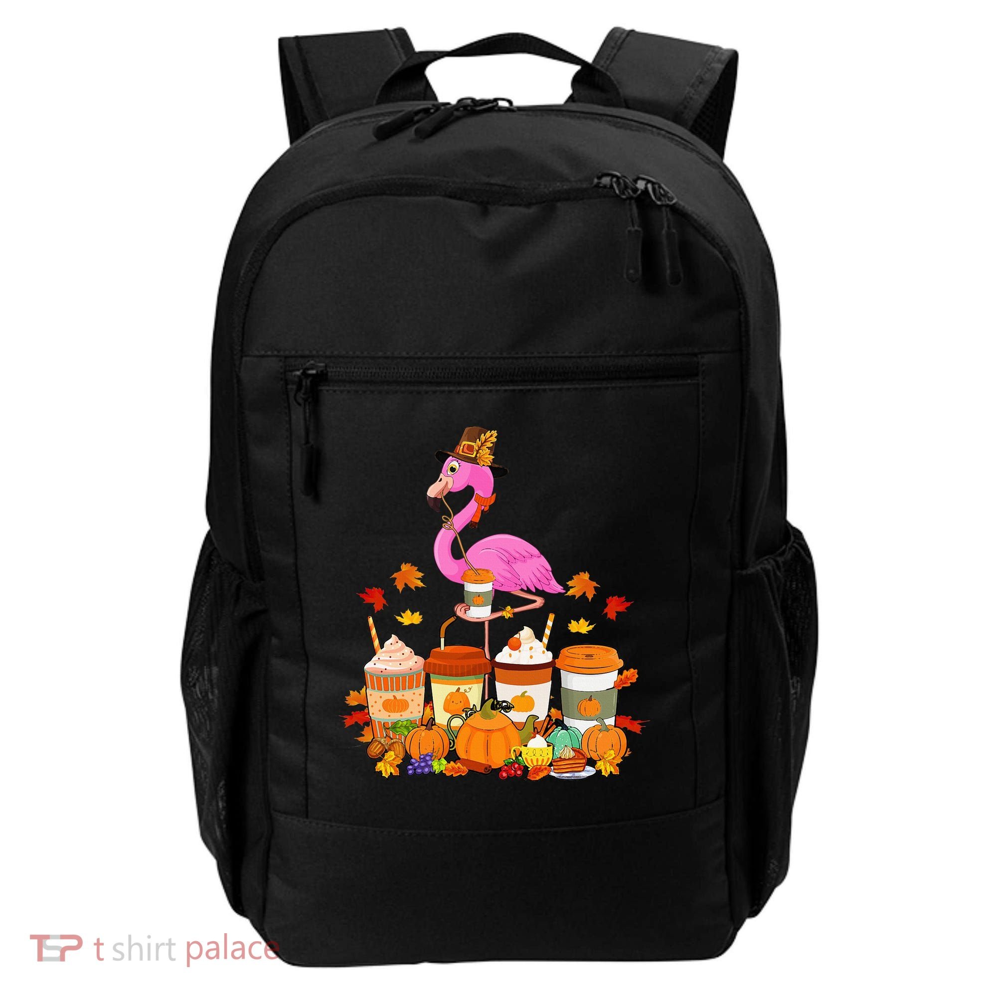 Thanksgiving Flamingo Wearing Hat Fall Coffee Cups Lover Backpack