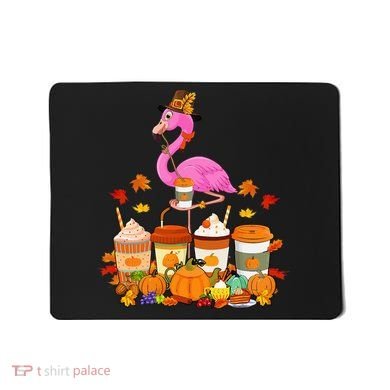 Thanksgiving Flamingo Wearing Hat Fall Coffee Cups Lover Mousepad