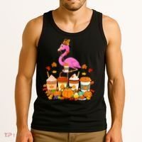 Thanksgiving Flamingo Wearing Hat Fall Coffee Cups Lover Tank Top thumb 3