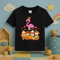 Thanksgiving Flamingo Wearing Hat Fall Coffee Cups Lover Toddler T-Shirt thumb 3