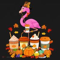 Thanksgiving Flamingo Wearing Hat Fall Coffee Cups Lover Women's Long Sleeve Shirt thumb 2