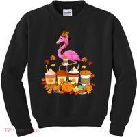 Thanksgiving Flamingo Wearing Hat Fall Coffee Cups Lover Kids Sweatshirt thumb 0