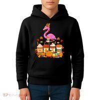 Thanksgiving Flamingo Wearing Hat Fall Coffee Cups Lover Kids Hoodie thumb 4