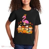 Thanksgiving Flamingo Wearing Hat Fall Coffee Cups Lover Kids T-Shirt thumb 2