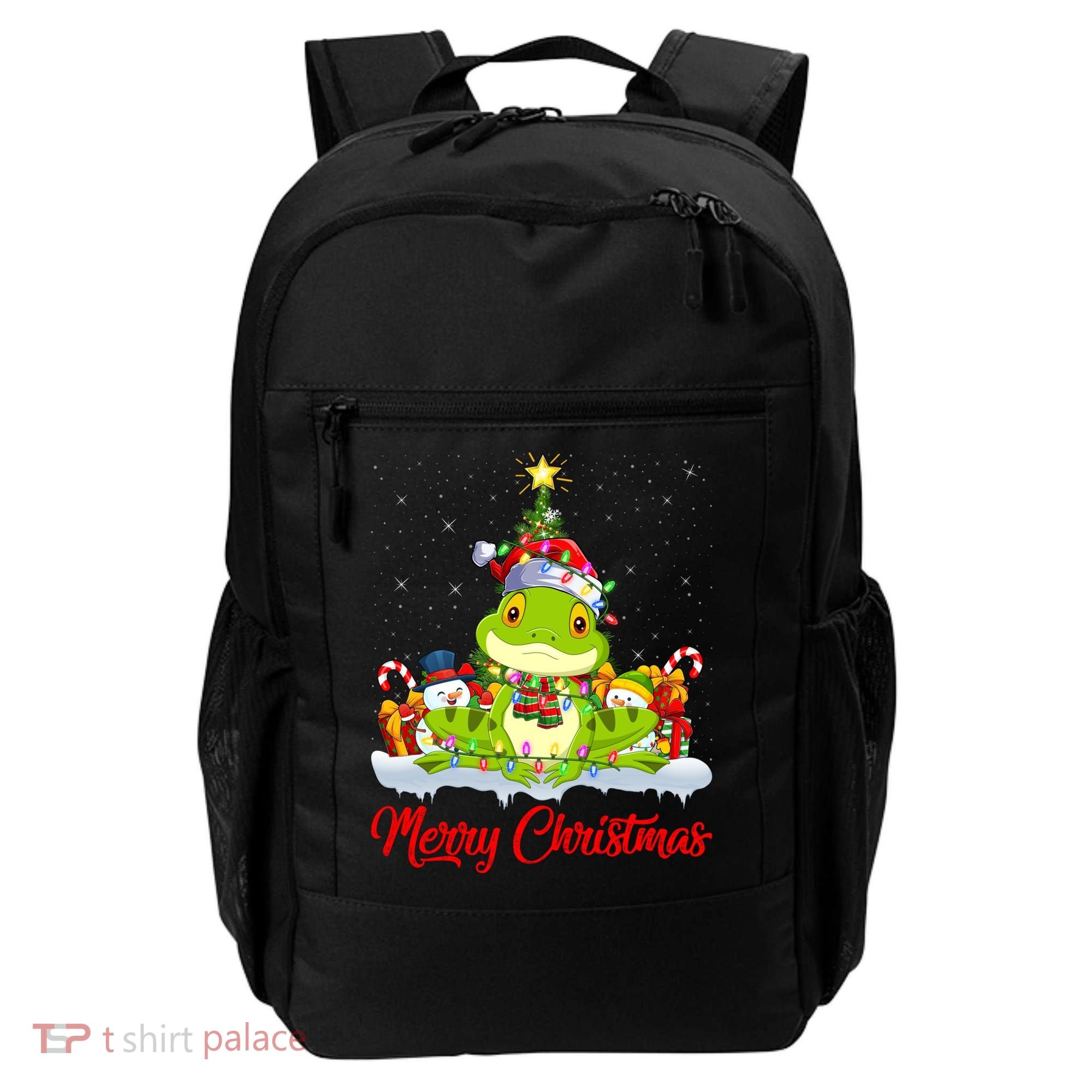 Tree Frog Xmas Tree Lighting Santa Tree Frog Christmas Funny Gift Backpack
