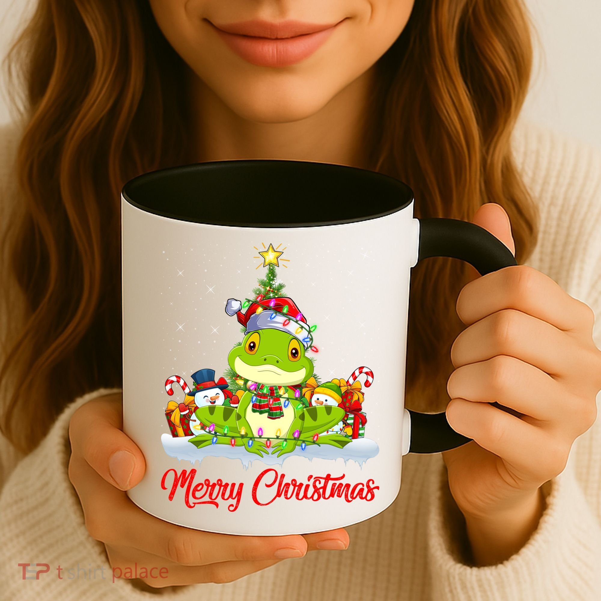 Tree Frog Xmas Tree Lighting Santa Tree Frog Christmas Funny Gift Coffee Mug