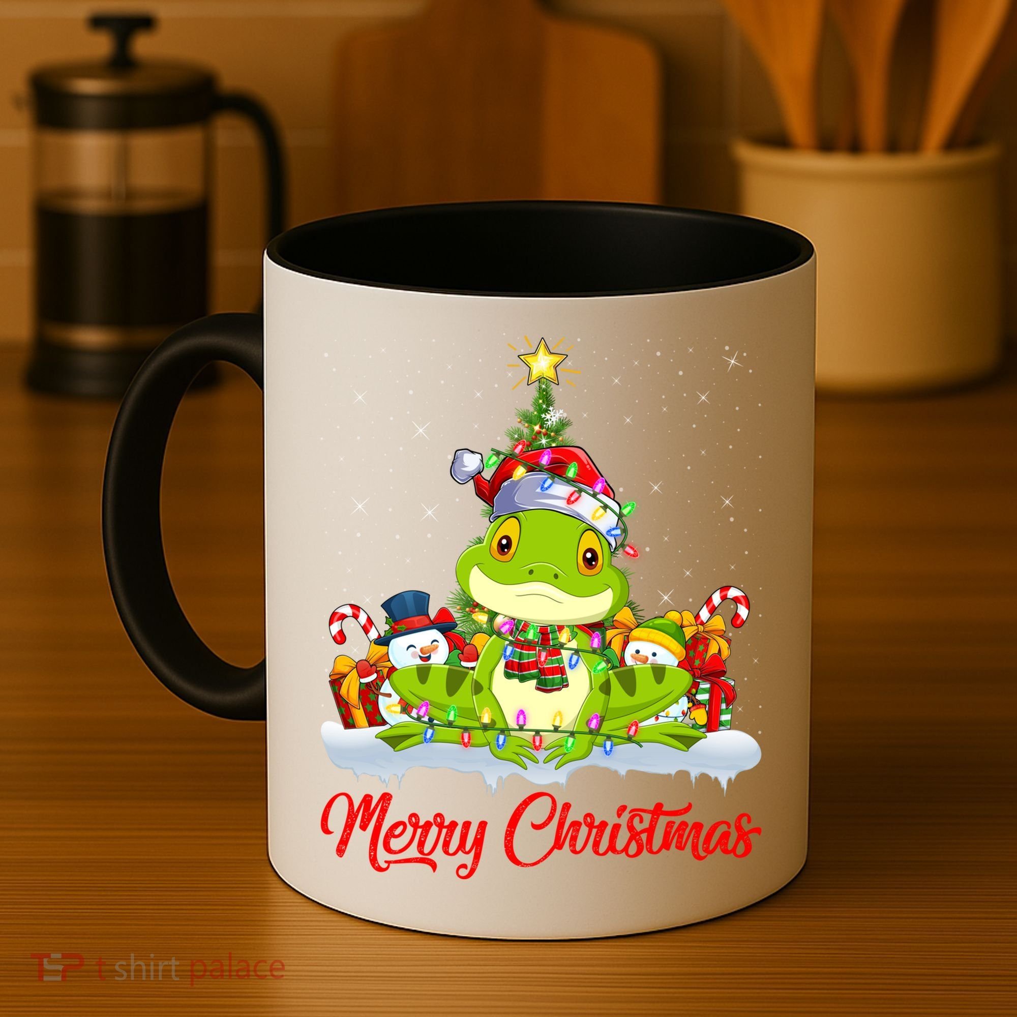 Tree Frog Xmas Tree Lighting Santa Tree Frog Christmas Funny Gift Coffee Mug