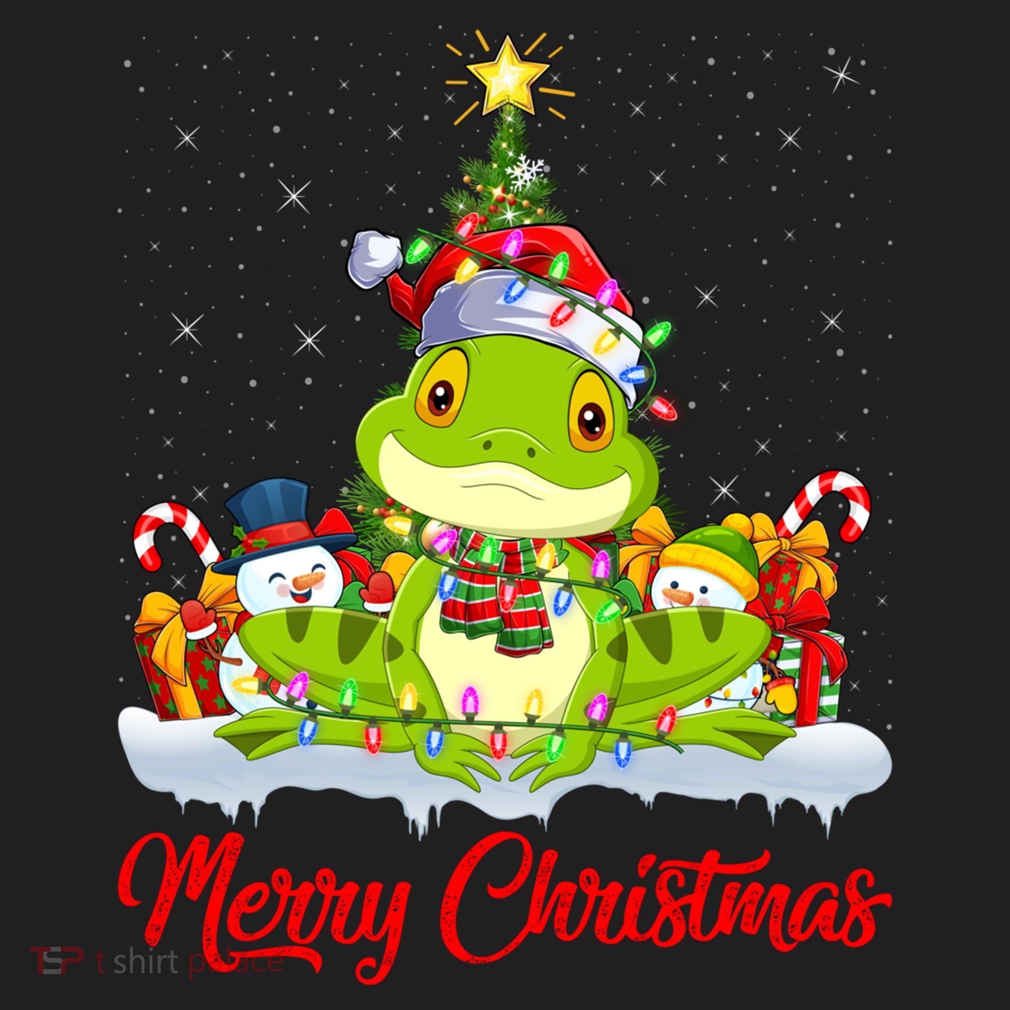 Tree Frog Xmas Tree Lighting Santa Tree Frog Christmas Funny Gift Beanie
