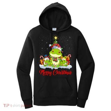 Tree Frog Xmas Tree Lighting Santa Tree Frog Christmas Funny Gift Women's Hoodie