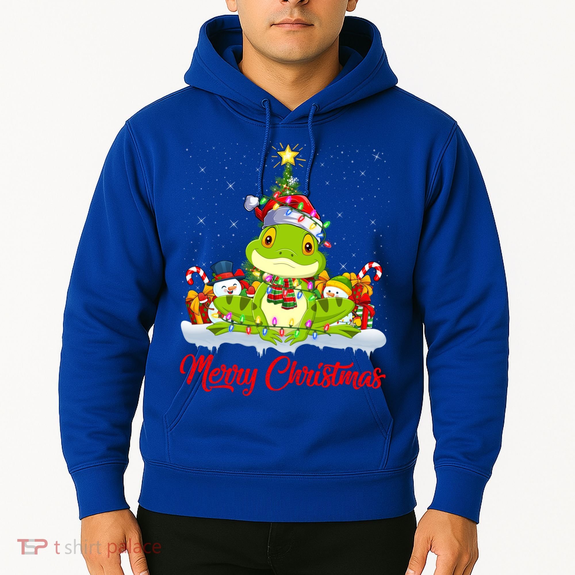 Tree Frog Xmas Tree Lighting Santa Tree Frog Christmas Funny Gift Hoodie