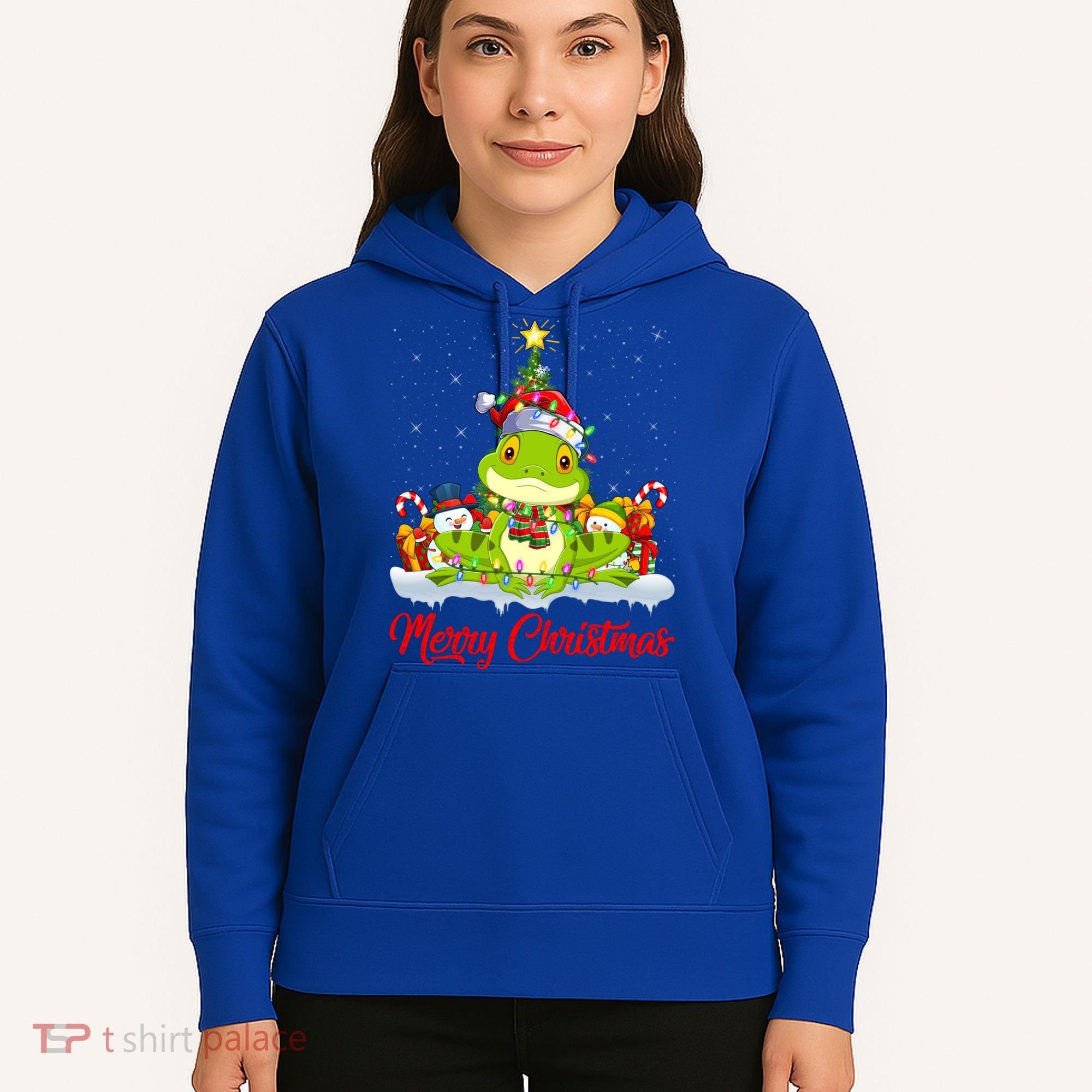 Tree Frog Xmas Tree Lighting Santa Tree Frog Christmas Funny Gift Hoodie