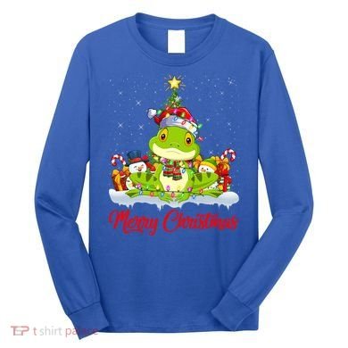 Tree Frog Xmas Tree Lighting Santa Tree Frog Christmas Funny Gift Long Sleeve Shirt