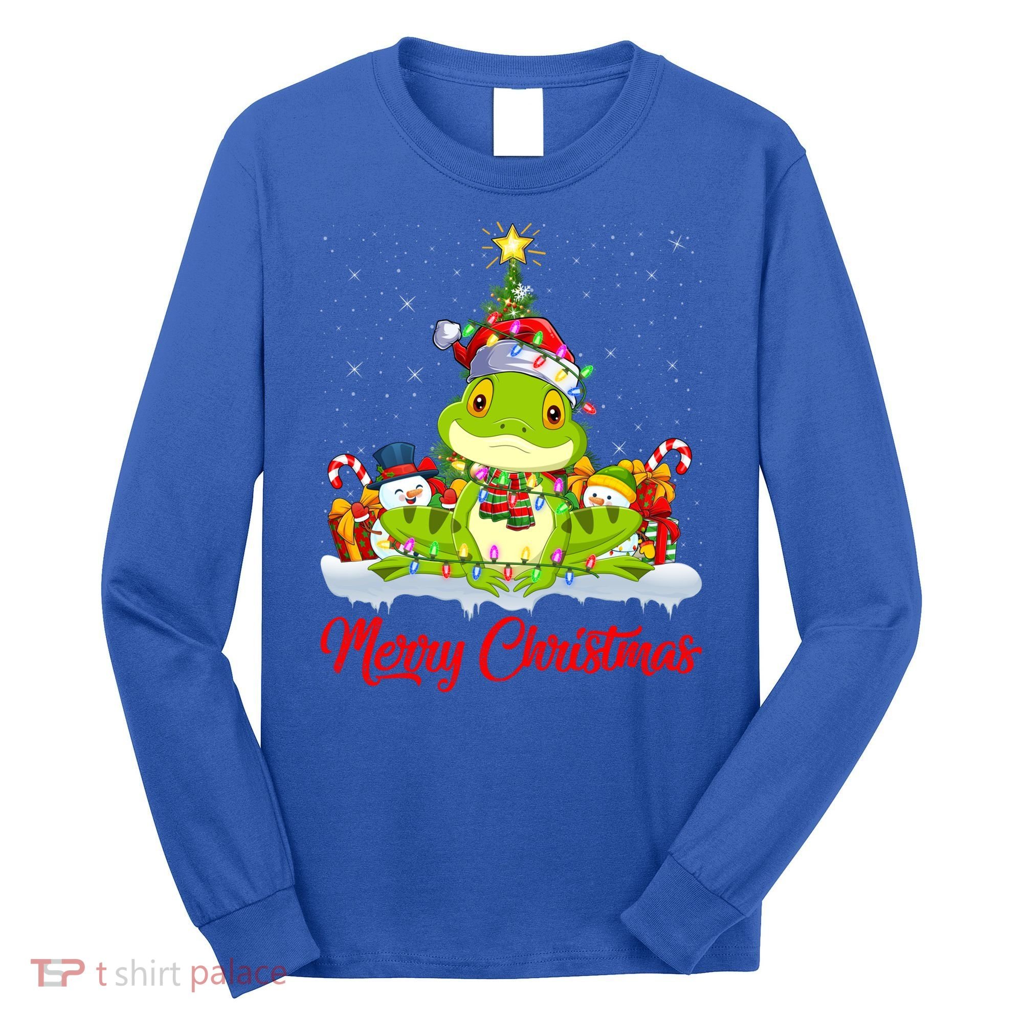Tree Frog Xmas Tree Lighting Santa Tree Frog Christmas Funny Gift Long Sleeve Shirt