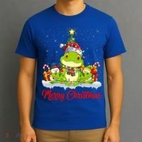 Tree Frog Xmas Tree Lighting Santa Tree Frog Christmas Funny Gift T-Shirt thumb 3