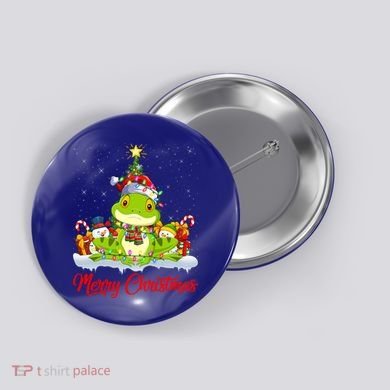 Tree Frog Xmas Tree Lighting Santa Tree Frog Christmas Funny Gift Button