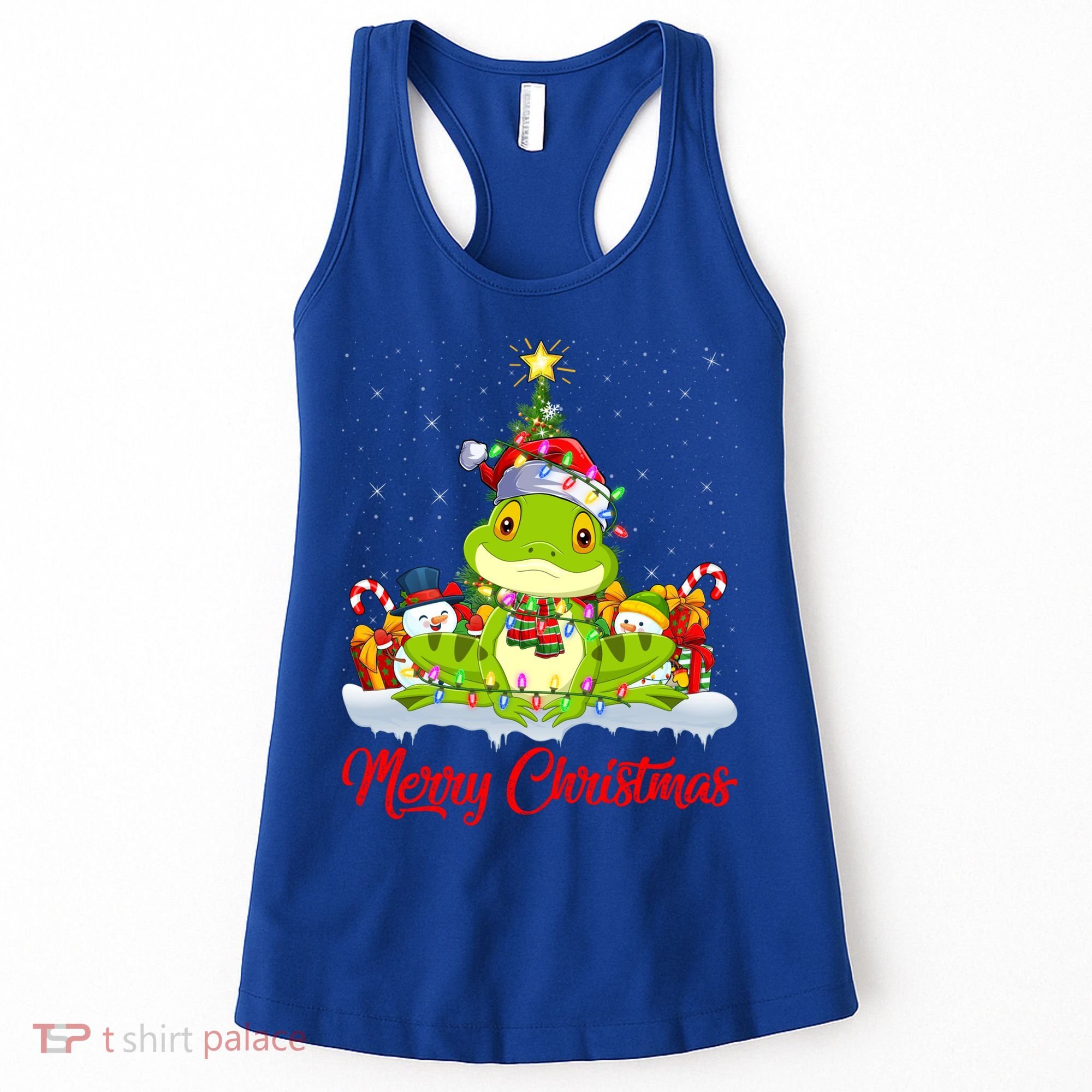 Tree Frog Xmas Tree Lighting Santa Tree Frog Christmas Funny Gift Women's Tank Top