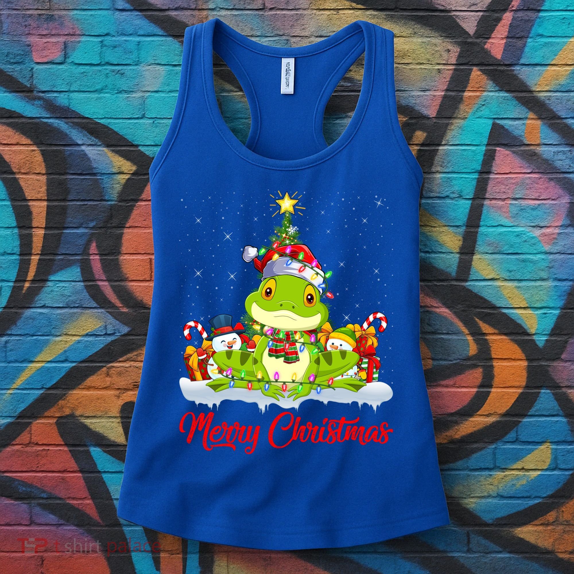 Tree Frog Xmas Tree Lighting Santa Tree Frog Christmas Funny Gift Women's Tank Top