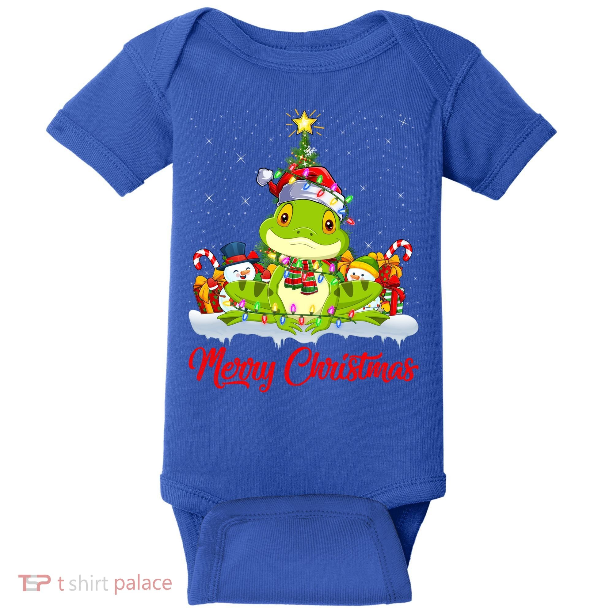 Tree Frog Xmas Tree Lighting Santa Tree Frog Christmas Funny Gift Baby Bodysuit