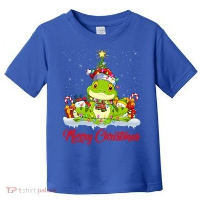 Tree Frog Xmas Tree Lighting Santa Tree Frog Christmas Funny Gift Toddler T-Shirt