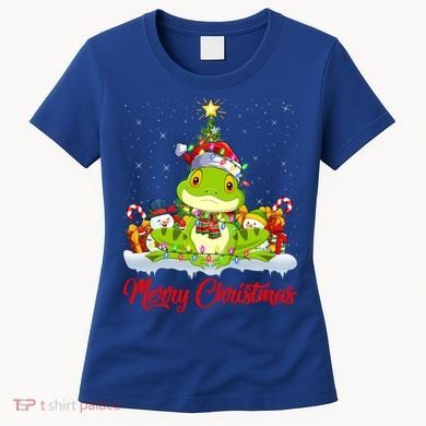 Tree Frog Xmas Tree Lighting Santa Tree Frog Christmas Funny Gift Women's T-Shirt