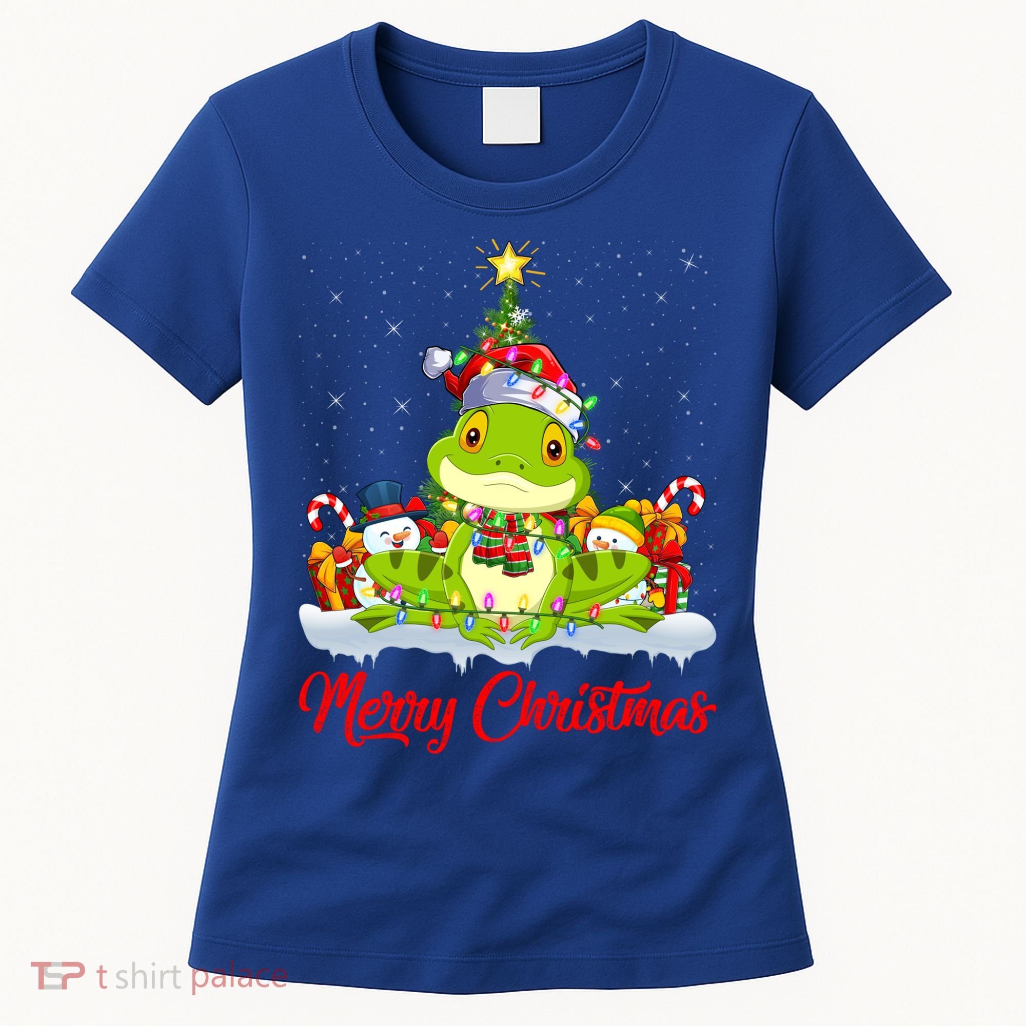 Tree Frog Xmas Tree Lighting Santa Tree Frog Christmas Funny Gift Women's T-Shirt