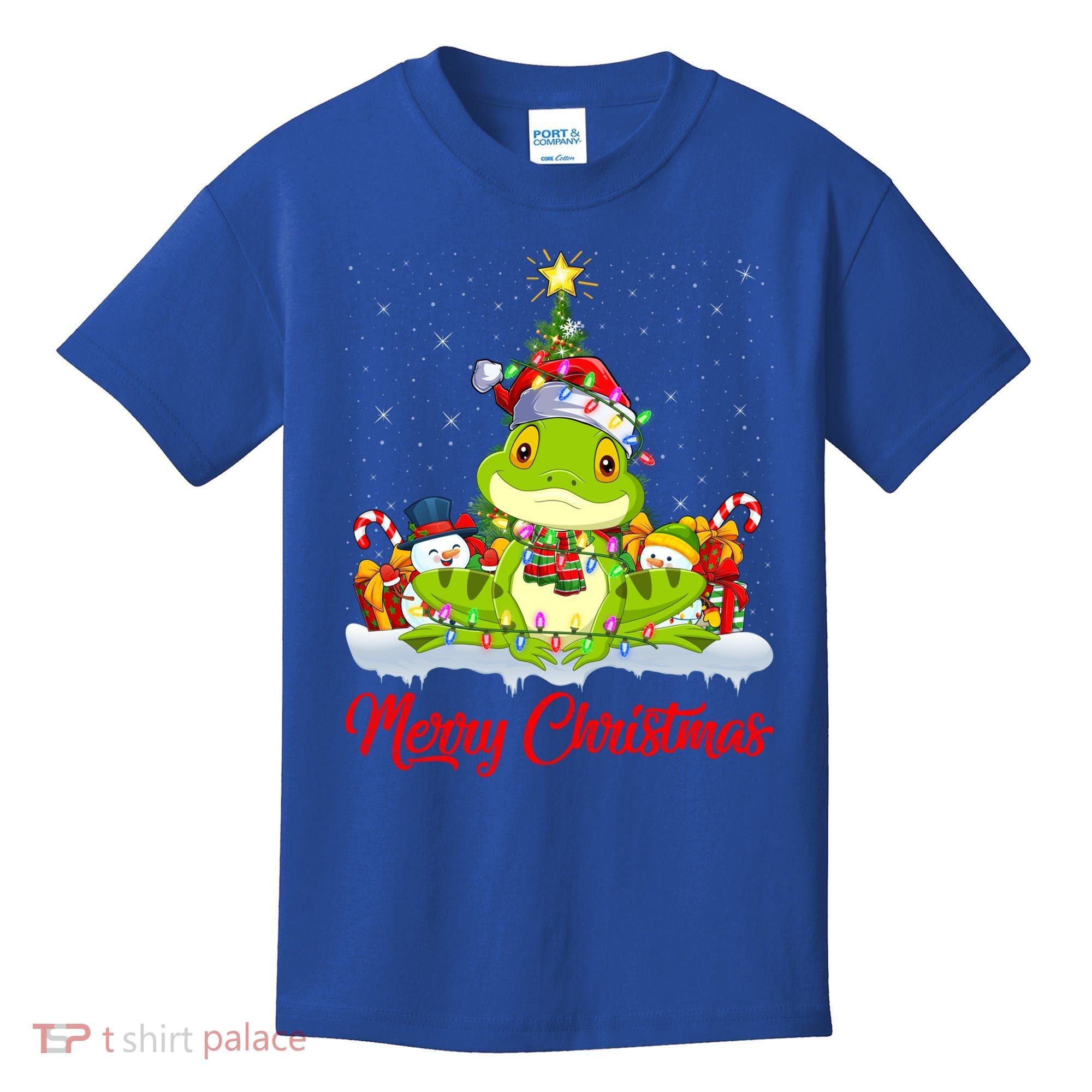 Tree Frog Xmas Tree Lighting Santa Tree Frog Christmas Funny Gift Kids T-Shirt