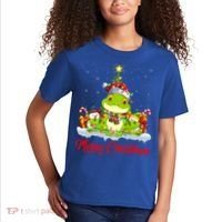 Tree Frog Xmas Tree Lighting Santa Tree Frog Christmas Funny Gift Kids T-Shirt thumb 2