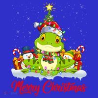 Tree Frog Xmas Tree Lighting Santa Tree Frog Christmas Funny Gift Kids T-Shirt thumb 4