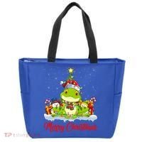 Tree Frog Xmas Tree Lighting Santa Tree Frog Christmas Funny Gift Tote Bag thumb 0