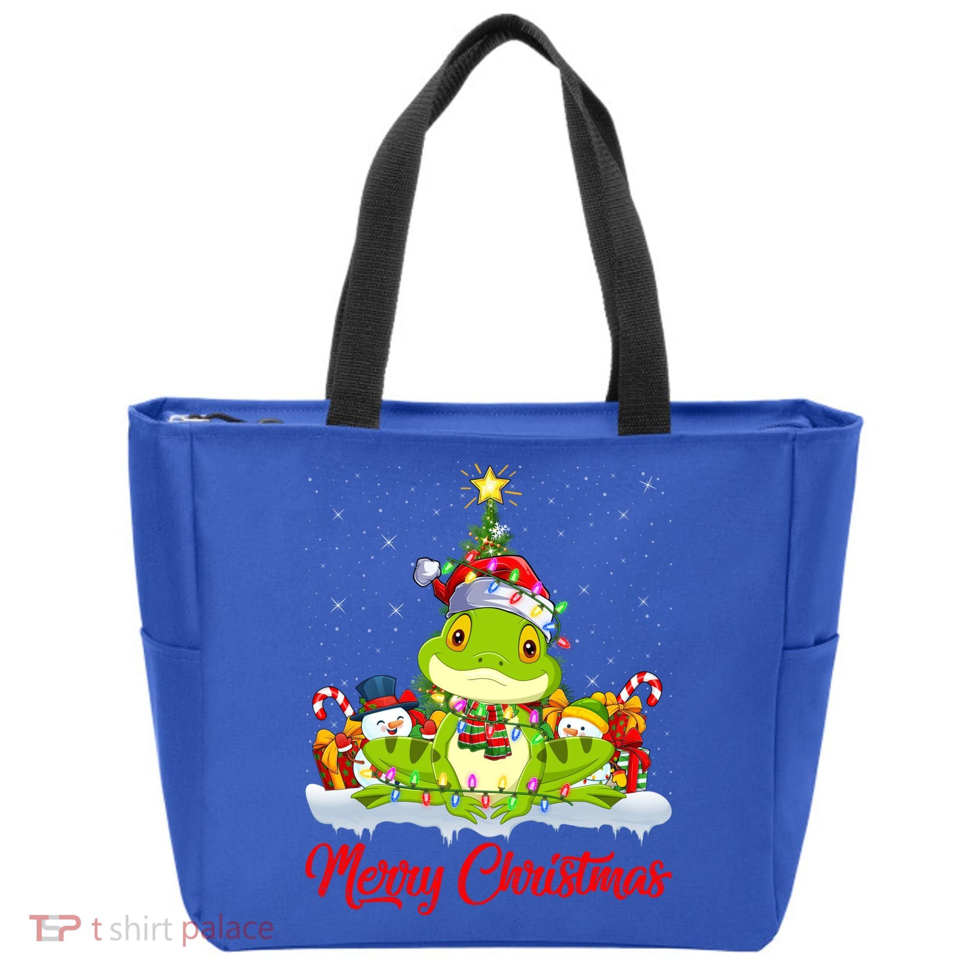 Tree Frog Xmas Tree Lighting Santa Tree Frog Christmas Funny Gift Tote Bag