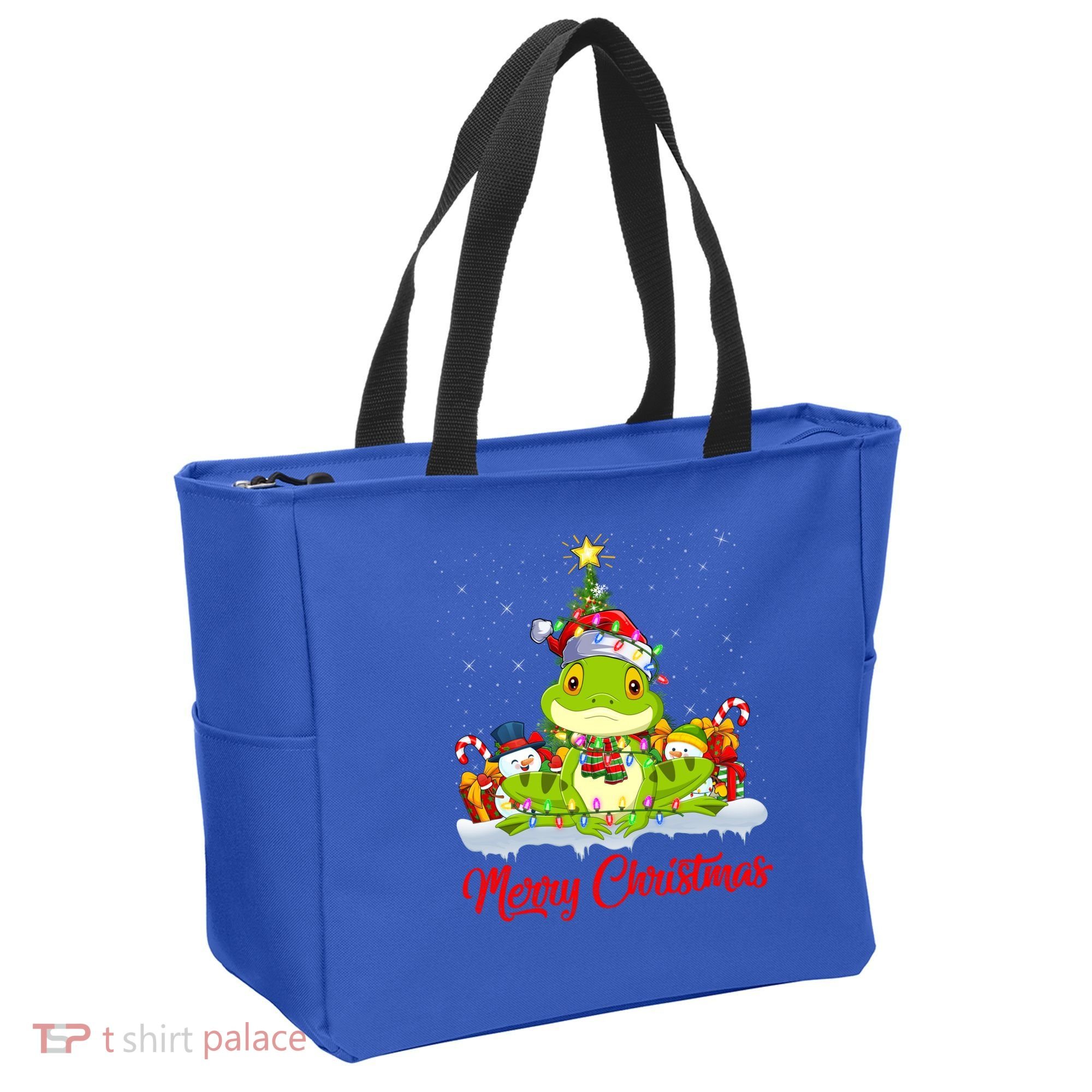 Tree Frog Xmas Tree Lighting Santa Tree Frog Christmas Funny Gift Tote Bag