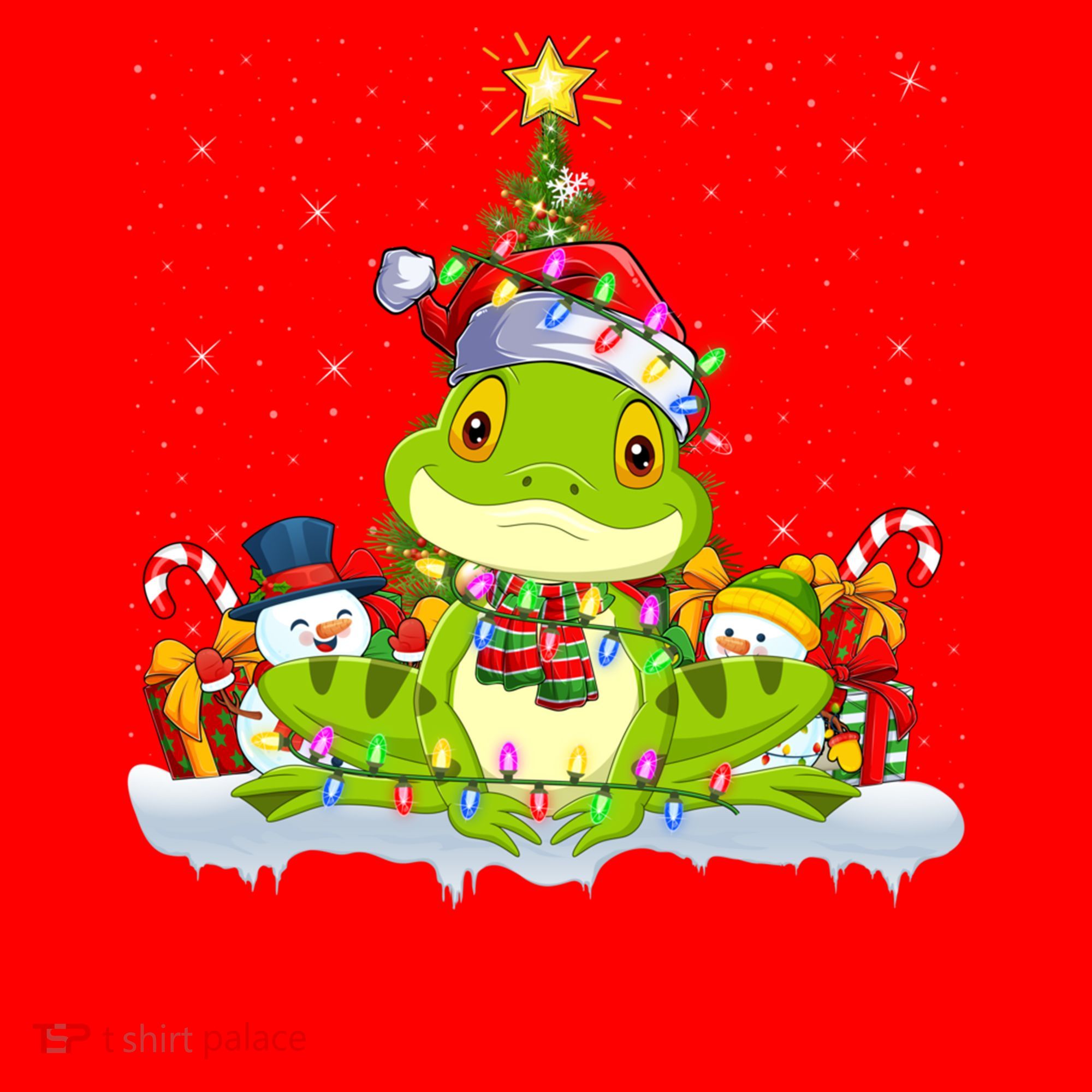 Tree Frog Xmas Tree Lighting Santa Tree Frog Christmas Funny Gift Santa Hat