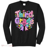 Third Grade 3rd Coquette Floral School Gift Sweatshirt thumb 0