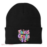 Third Grade 3rd Coquette Floral School Gift Beanie thumb 0