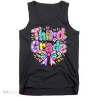 Third Grade 3rd Coquette Floral School Gift Tank Top thumb 0