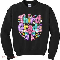 Third Grade 3rd Coquette Floral School Gift Kids Sweatshirt thumb 0