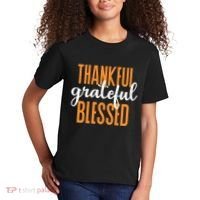 Thankful Grateful And Blessed Thanksgiving Holiday Kids T-Shirt thumb 2