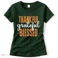Thankful Grateful And Blessed Thanksgiving Holiday Women's T-Shirt thumb 0